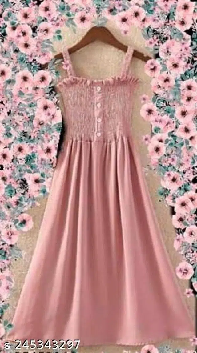 Poly Crepe Dress for Women (Pink, M)