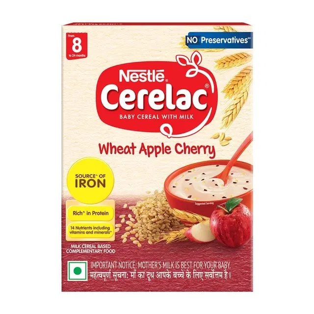 Nestle Cerelac Wheat Apple Cherry Baby Cereal With Milk For 8-24 Months, 350 g