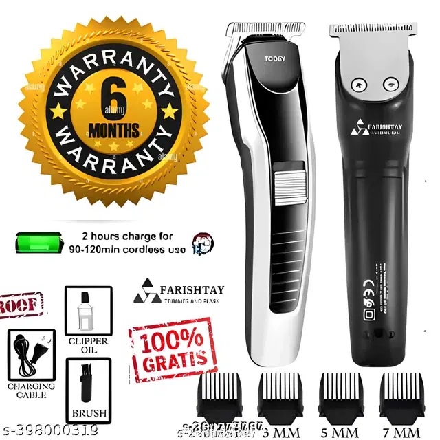 538 Rechargeable Trimmer for Men, Silver & Black