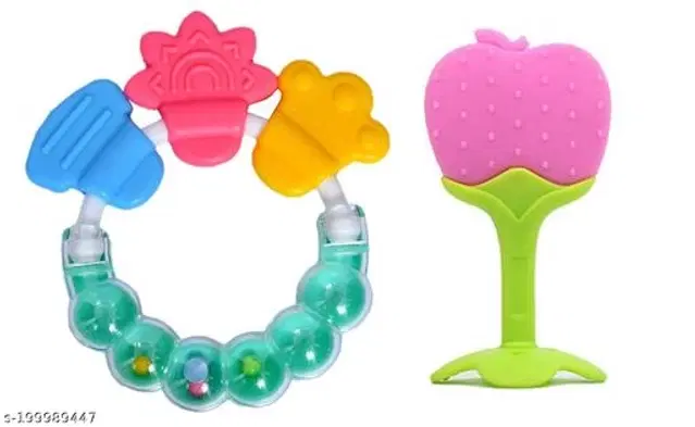 Rattle Toy with Teether for Baby, Multicolor, Set of 2