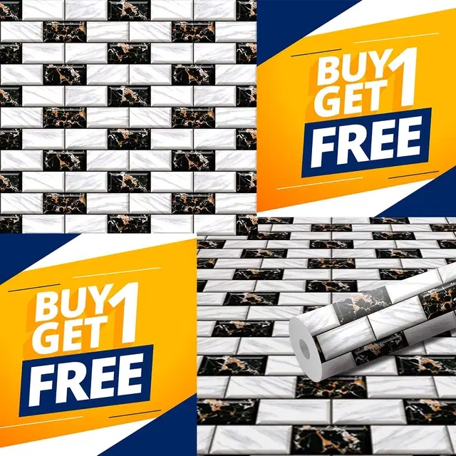 Vinyl Wallpaper for Kitchen Wall, Multicolor, 100x40 cm, Pack of 2