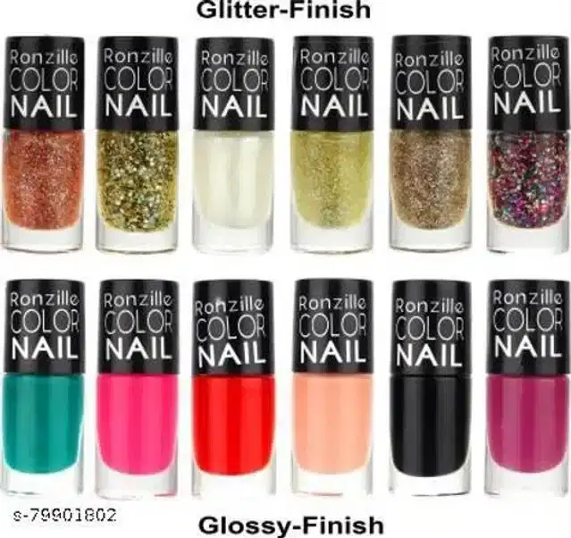 Ronzille Exclusive Nail Polish, Multicolor, 5.5 ml, Pack of 12