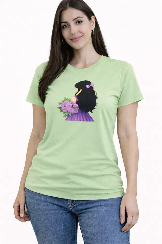 Cotton Blend Printed T-shirt for Men, Green (S)