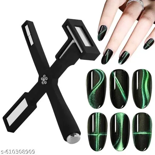 5 in 1 Nail Magnet Tool, Magnet Stick 3D Magnetic Eye Gel Polish, Nail Art Magnetic, Multi-Function Magnetic Stick for Nail Salon Home DIY (Black)