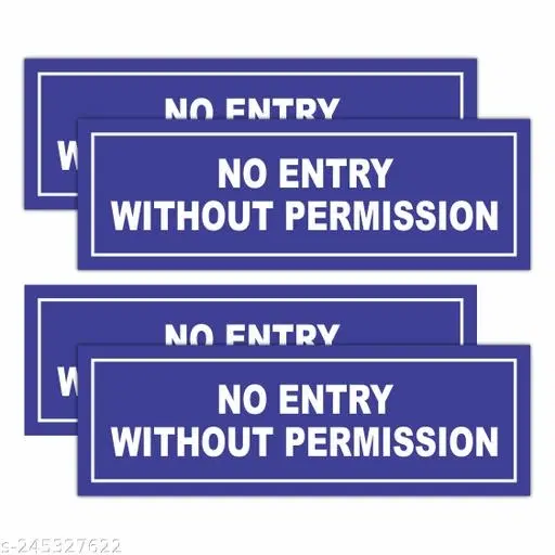No Entry Stickers, Multicolor, 4x12 inches, Pack of 4