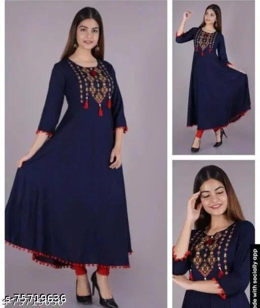 Aakarsha Superior Kurtis, Navy Blue (S)