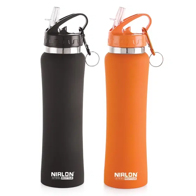 Nirlon Stainless Steel Sipper Water Bottle, Multicolor, 750 ml, Pack of 2