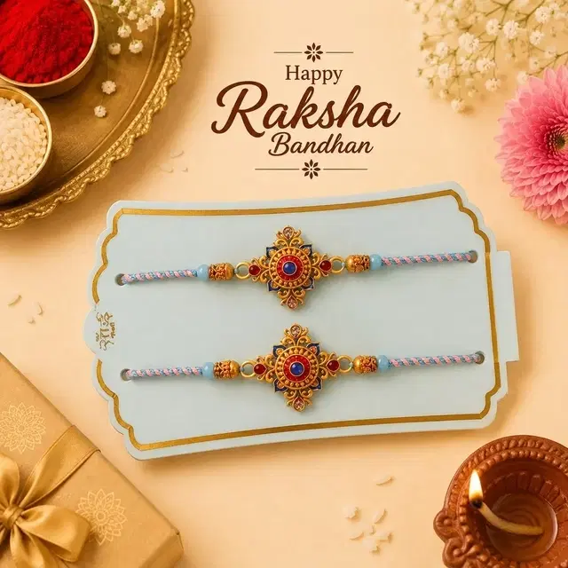 Premium Bhaiya Bhabhi Rakhi Gift Set Pink Theme