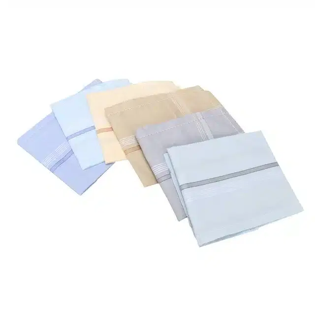 Cotton Blend Handkerchiefs for Men, Pack of 6 (Multicolor, 18x18 cm)