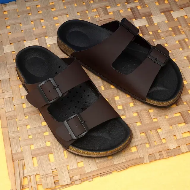 Solid Flipflops for Men (Brown, 6)