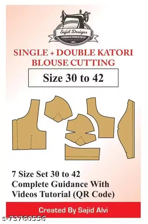 Tailors Single + Double Katori Blouse Paper Patterns Book 30-42 Set Of 7 Sizes