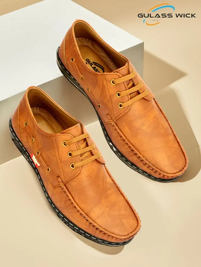 Derby Casual Shoes for Men (Tan, 8)