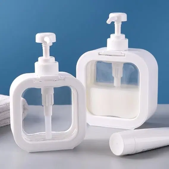 Plastic Refillable Liquid Soap Dispenser for Bathroom, Multicolor, 300 ml, Pack of 2