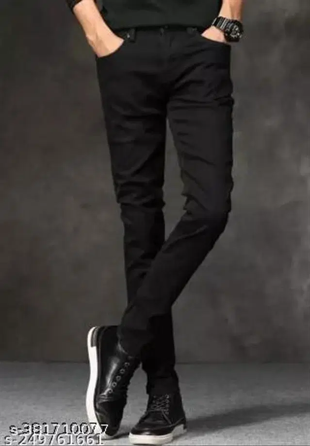 Denim Slim Fit Jeans for Men (Black, 28)