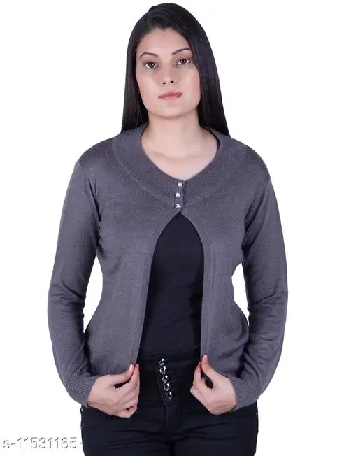 Acrylic Solid Sweater for Women (Dark Grey, XXL)
