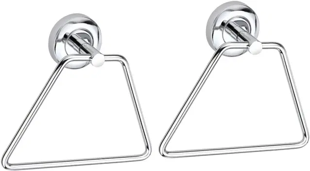 Stainless Steel Multipurpose Towel Ring with Wall Flange, Silver, Set of 2