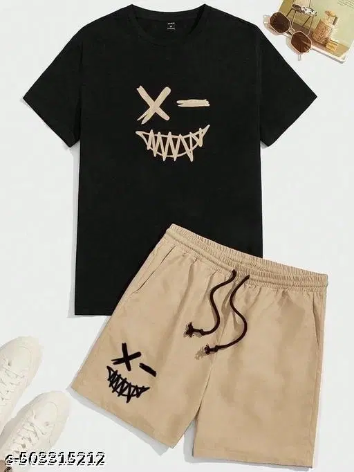 Cotton Blend Clothing Set for Boys (Black & Brown, 18-24 M)