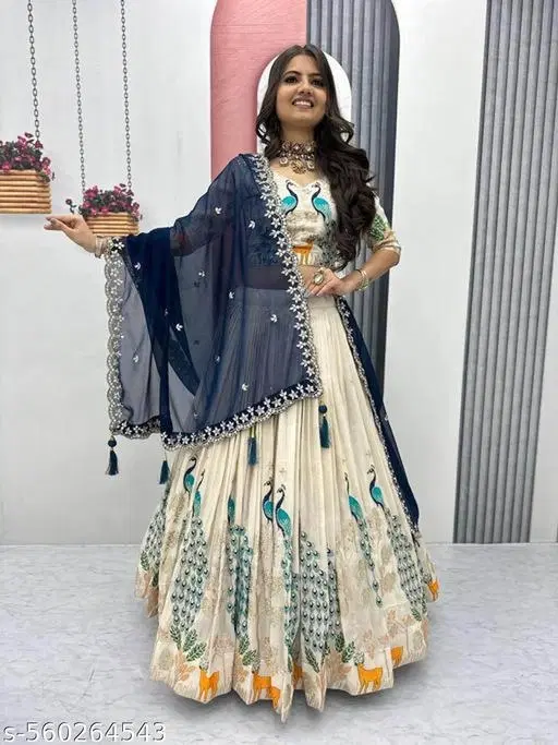 Lehenga Choli for Women (Morpich, Semi Stitched)