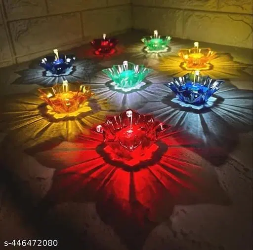 3D Reflection Diyas, Multicolor, Pack of 6