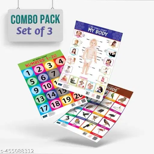 Bookford Publications My small chart Numbers, Birds & My Body (Set of 3)