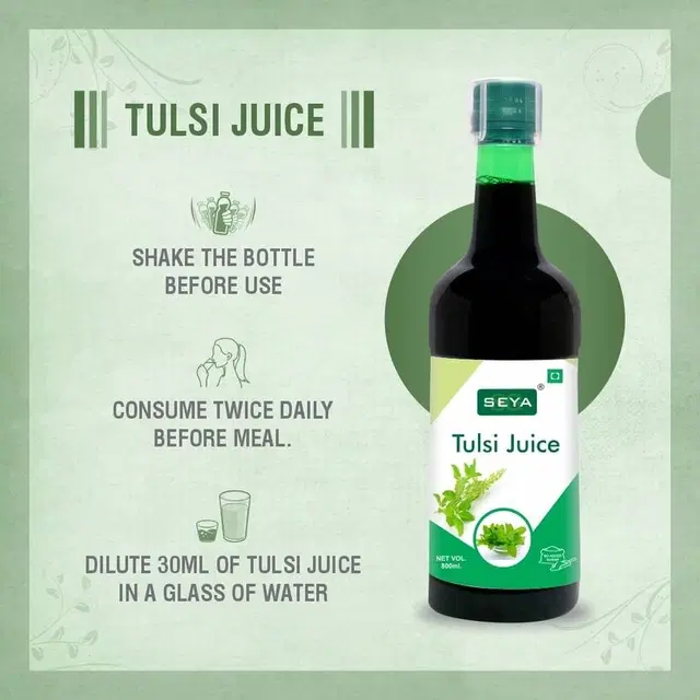 SEYA Tulsi Juice, 8000ml / Herbal Juice for Boost Immunity & Skin Health, No Added Sugar, Ayurvedic Basil Juice, Improve Digestion