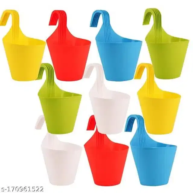 Plastic Hanging Planters, Multicolor, Pack of 10