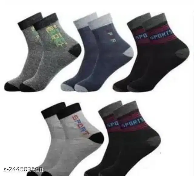 Cotton Blend Socks for Unisex, Pack of 5 (Multicolor)