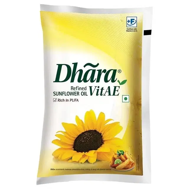 Dhara Refined Sunflower Oil 1 L (Pouch)
