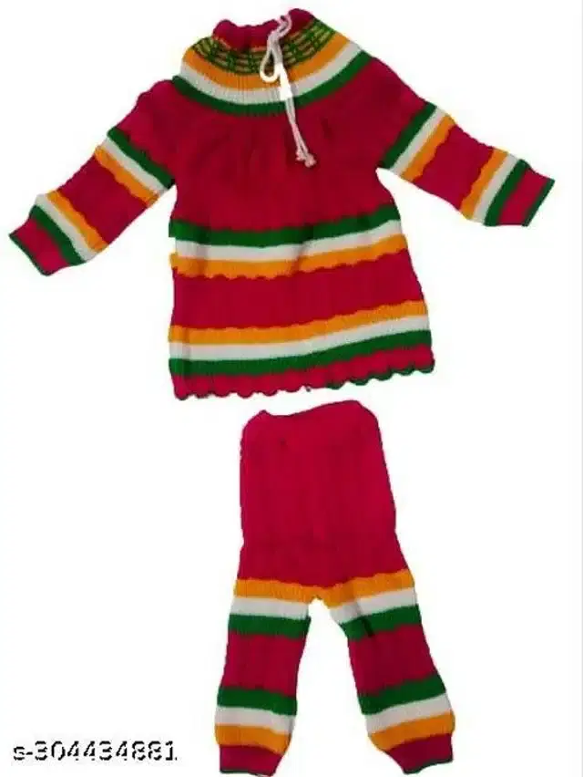 Woolen Sweater & Pant for Girls (Multicolor, 3-6 Months)