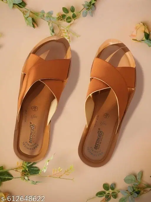 Aerowalk Sandals for Women (Brown, 8) Pack of 2