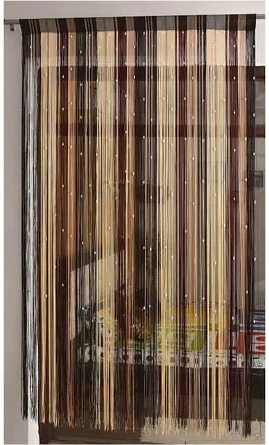 WI Heart String Single Piece Curtain, 4.5 ft X 6.5 ft, Coffee