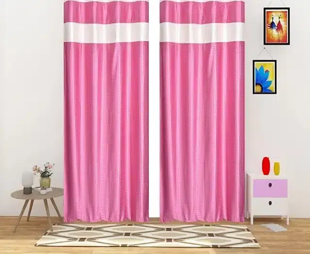 Emboss Door & Window Curtains, Pack of 2, Pink, 5 feet
