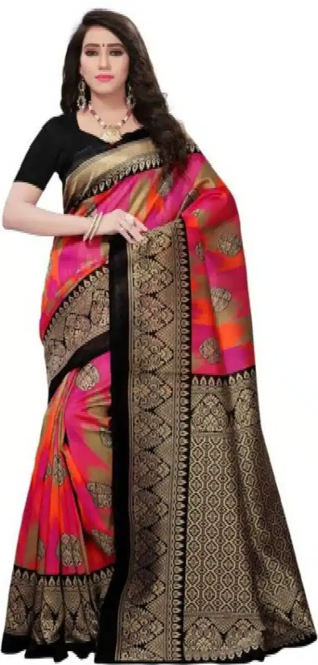 Art Silk Kalamkari Saree for Women (Multicolor, 6.3 m)