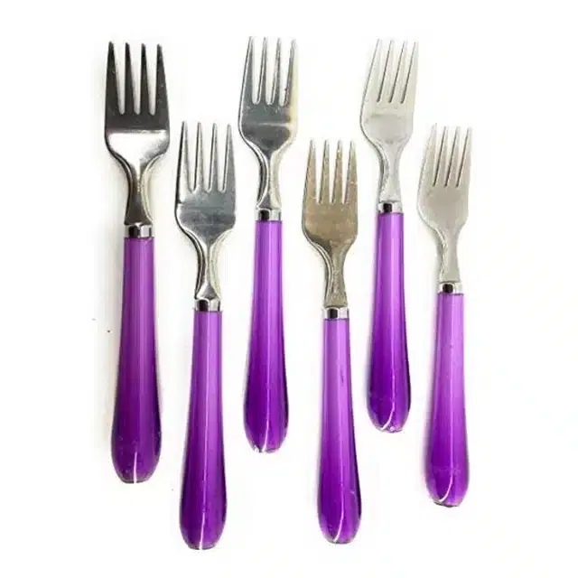 Stainless Steel Plastic Handle Forks, Pack Of 6, Ce-018