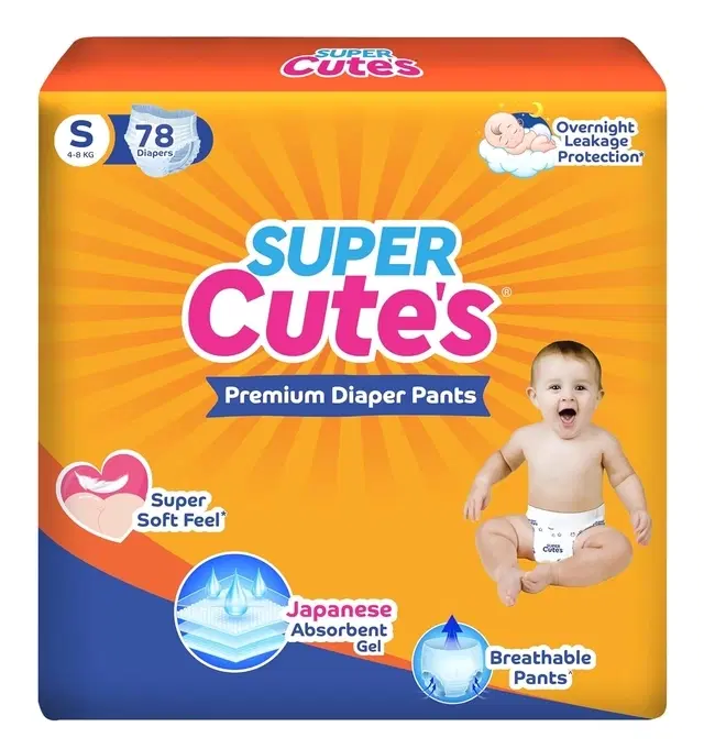 Super Cutes Premium Diaper, 78 Diapers (S)