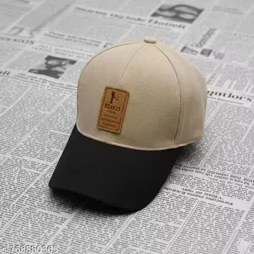 Solid Baseball Cap Cap for Men & Women, Beige & Black