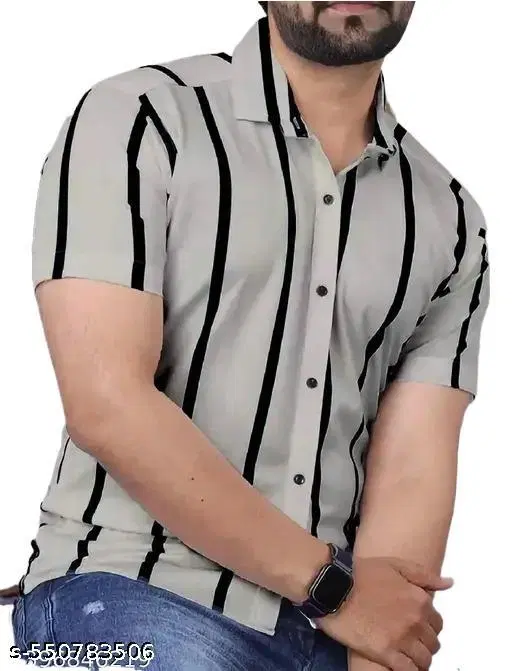 Lyrca Printed Shirt for Men (Grey, S)