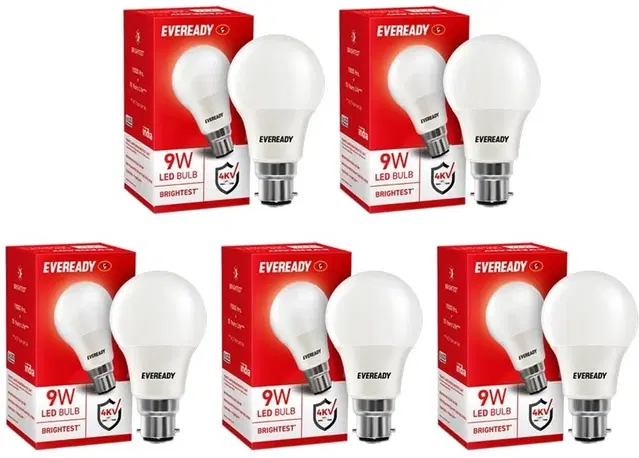 Eveready 9W Bulb  (Cool White,Pack Of 5)