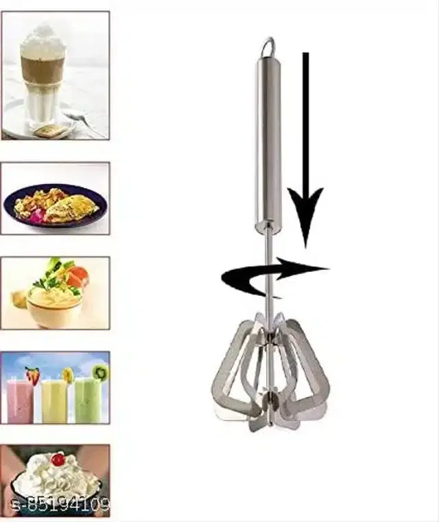 Stainless Steel Manual Whisk Blender, Silver