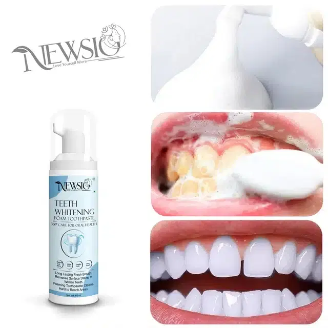Newsio Teeth Whitening Foam To Removes Bad Breath Fights Germs, 60 ml