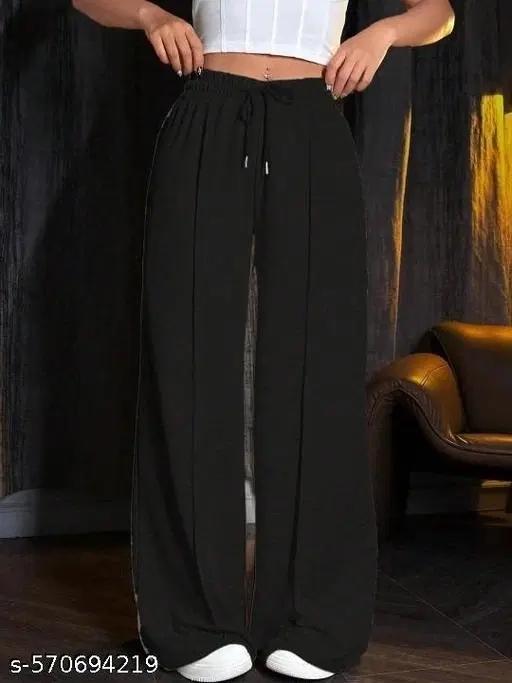 Cotton Blend Solid Trousers for Men, Black (S)