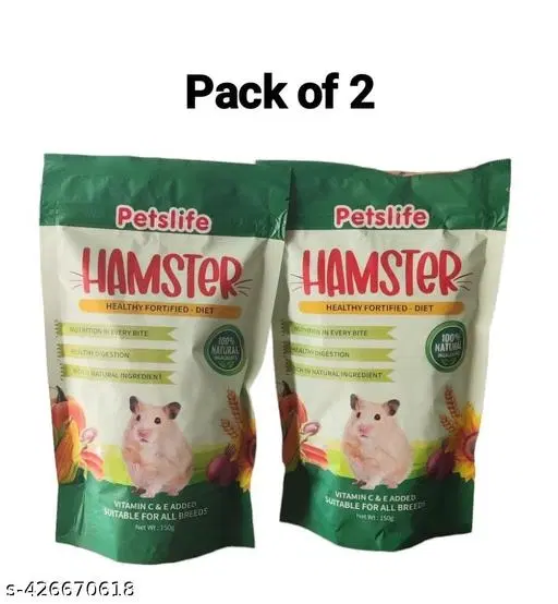 Petslife Hamster Food 150gm__100% Nutrition In Every Bite, Heathy Digestion, Rich In Natural Ingredient (pack of 2)__Best food for small animals.
