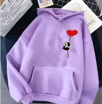 Round Neck Printed Sweatshirt for Women (Lavender, S)