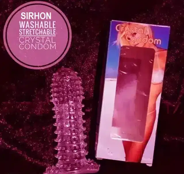 Silicone Reusable Extra Dotted Condom, Pink & Transparent