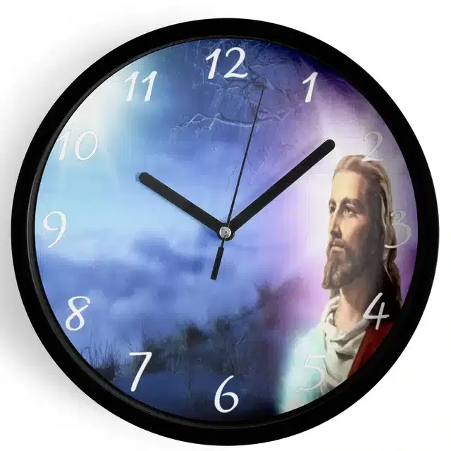Plastic Jesus Printed Wall Clock, Multicolor, 10x10 Inches