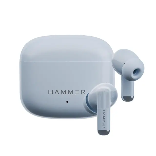Hammer Solo Earbuds With 80h Playtime, Bluetooth V6.0, 13mm Drivers, Fast Charging, Blue