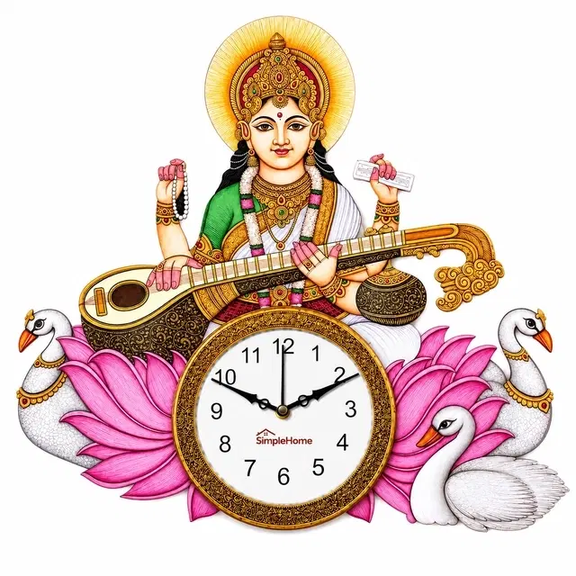 SimpleHome Mdf Saraswati Wall Clock 13in