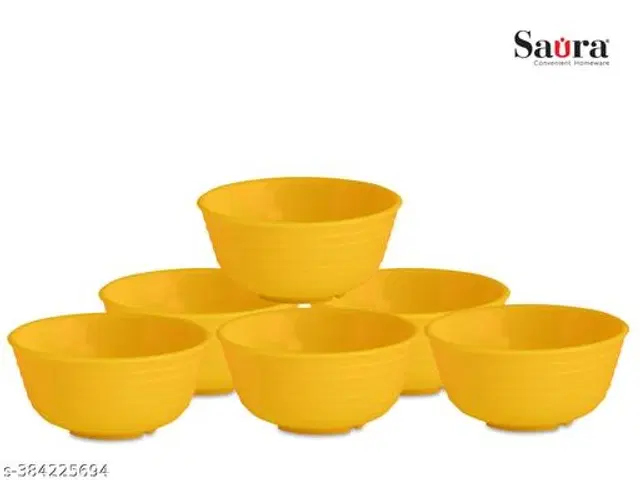 Plastic Bowls, Multicolor, 300 ml, Pack of 6