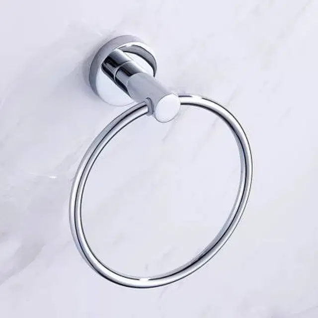 Stainless Steel Multipurpose Towel Ring with Wall Flange, Silver, Set of 1