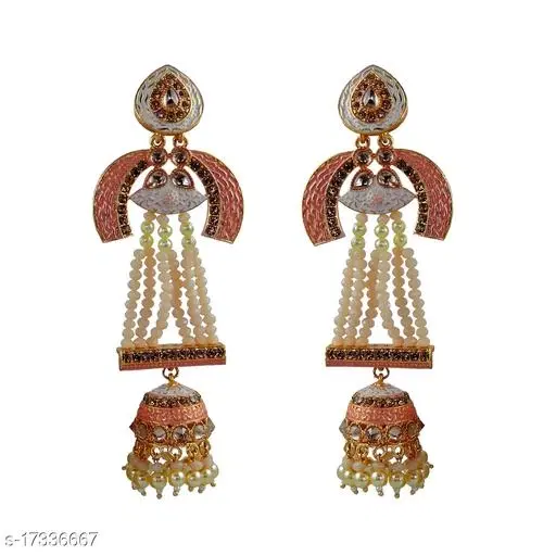 Elite Elegant Earrings for Women (Peach, Free Size)